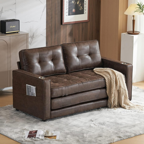 Ebern Designs Vicennia 64.2'' Faux Leather Sleeper Sofa Wayfair